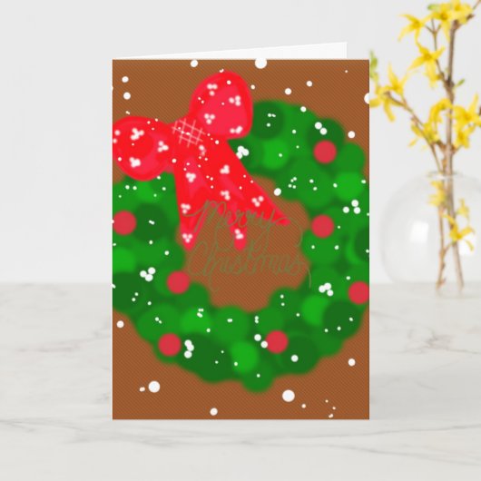 Moderner Schneekreath und Bow Karte (Gelbe Blume)