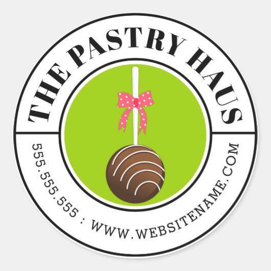 Moderner Schokoladenkuchen Pop Kurveller Text Runder Aufkleber (Vorderseite)