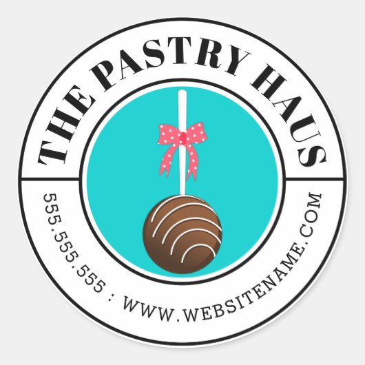 Moderner Schokoladenkuchen Pop Kurveller Text Runder Aufkleber (Vorderseite)