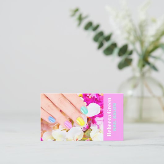 Moderner Schönheitsmanikurist Nagelnail Salon Visitenkarte (Stehend Vorderseite)