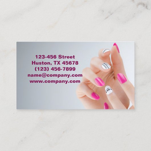 Moderner Schönheitsmanikurist Nagelnail Salon Visitenkarte (Rückseite)