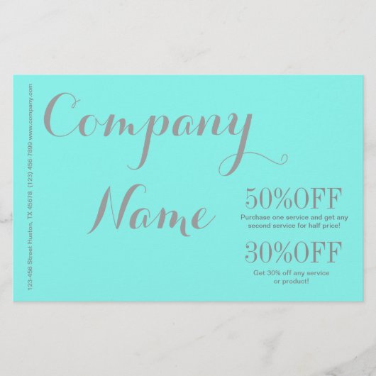 moderner Schönheitssalon Aqua Blue Türkis Flyer (Vorne)