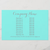 moderner Schönheitssalon Aqua Blue Türkis Flyer (Hinten)