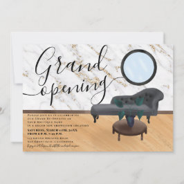 Moderner Schönheitssalon aus Goldmarmor mit großer Einladung