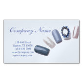 Moderner Schönheitssalon blauer Nagelkünstler Magnetische Visitenkarte (Vorderseite)