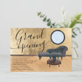 Moderner Schönheitssalon der Goldszene Einladung (Stehend Vorderseite)