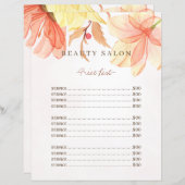 Moderner Schönheitssalon Elegante Preisliste Flyer (Vorne/Hinten)