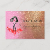 Moderner Schönheitssalon Glitzer Gold Pink Visitenkarte (Vorderseite)