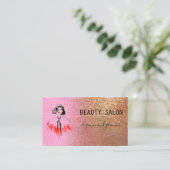 Moderner Schönheitssalon Glitzer Gold Pink Visitenkarte (Stehend Vorderseite)