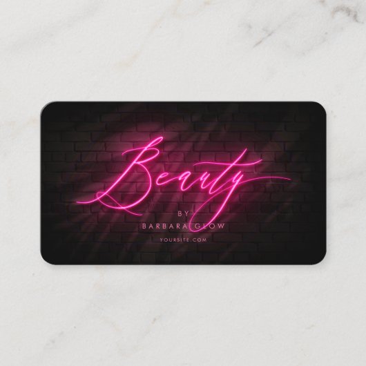 Moderner Schönheitssalon Kosmetologe Hot Pink Neon Visitenkarte (Vorderseite)