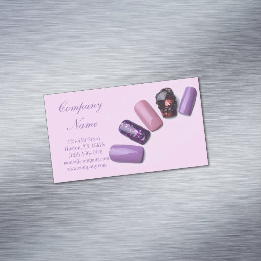Moderner Schönheitssalon lila Nagelkünstler Magnetische Visitenkarte (Beispiel)