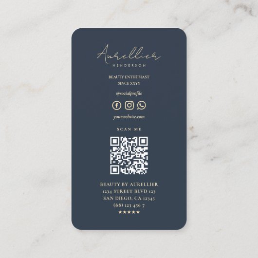 Moderner Schönheitssalon Makeup Kosmetologe Dark B Visitenkarte (Rückseite)
