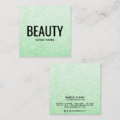 Moderner Schönheitssalon mit schick-grünem Glitzer Quadratische Visitenkarte (Vorne/Hinten)