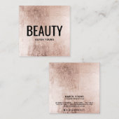 Moderner Schönheitssalon Rose Goldfolie-Makeup-Kün Quadratische Visitenkarte (Vorne/Hinten)