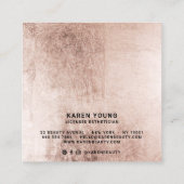 Moderner Schönheitssalon Rose Goldfolie-Makeup-Kün Quadratische Visitenkarte (Rückseite)