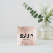 Moderner Schönheitssalon Rose Goldfolie-Makeup-Kün Quadratische Visitenkarte (Stehend Vorderseite)
