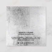 Moderner Schönheitssalon, schick silberne Folie, d Quadratische Visitenkarte (Rückseite)