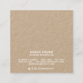 Moderner Schönheitssalon trendy rustic kraft makeu Quadratische Visitenkarte (Rückseite)