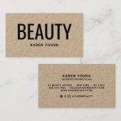 Moderner Schönheitssalon trendy rustic kraft makeu Visitenkarte (Vorne/Hinten)