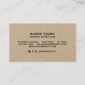 Moderner Schönheitssalon trendy rustic kraft makeu Visitenkarte (Rückseite)