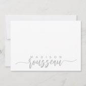 Moderner Schreibname Personalisiert Grau Mitteilungskarte (Vorderseite)