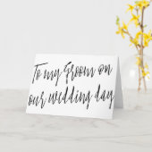 Moderner Schreibstil "To my groom on our wedding" Karte (Gelbe Blume)