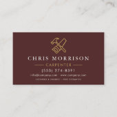Moderner Schreiner Bordeaux Gold QR-Code Visitenkarte (Vorderseite)
