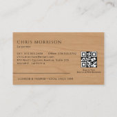 Moderner Schreiner-Tischlerei-Holzdaten-QR-Code Visitenkarte (Rückseite)