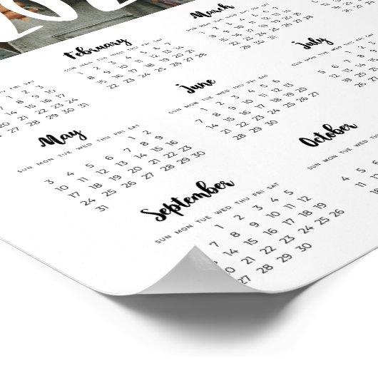 Moderner Schriftart 2025 Familienkalender Foto Poster (Ecke)