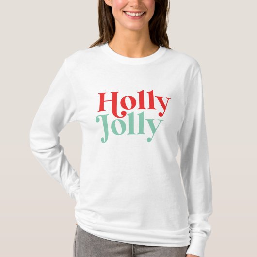 Moderner Schriftart Boho Holly Jolly Weihnachten T-Shirt (Vorderseite)