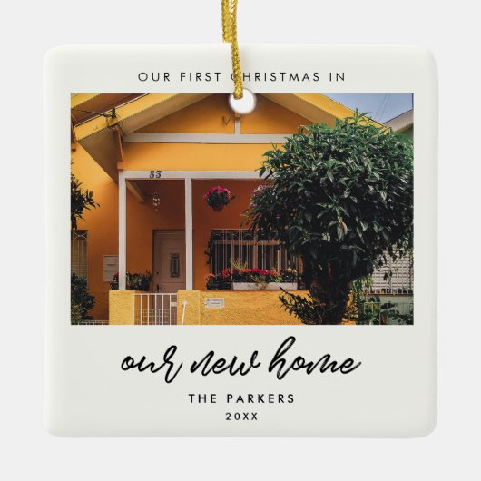 Moderner Schriftart Erste Weihnachten auf unserer Keramikornament (Vorderseite)