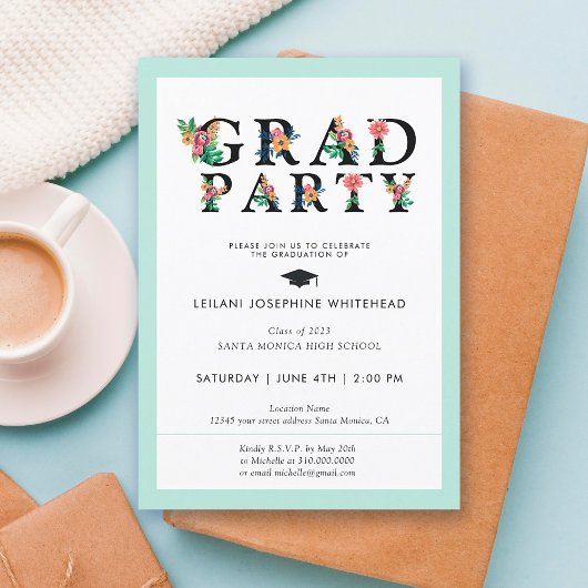 Moderner Schriftart Grad Party Einladung