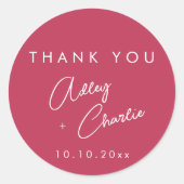 Moderner Schriftart Magenta Vielen Dank Gastgesche Runder Aufkleber (Vorderseite)