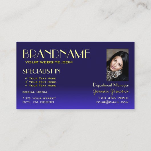 Moderner Schriftart mit blauen und gelben Spiegeln Visitenkarte (Rückseite)