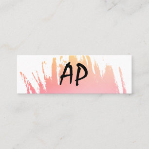 Moderner Schriftart mit farbgepinseltem Monogramm Mini Visitenkarte