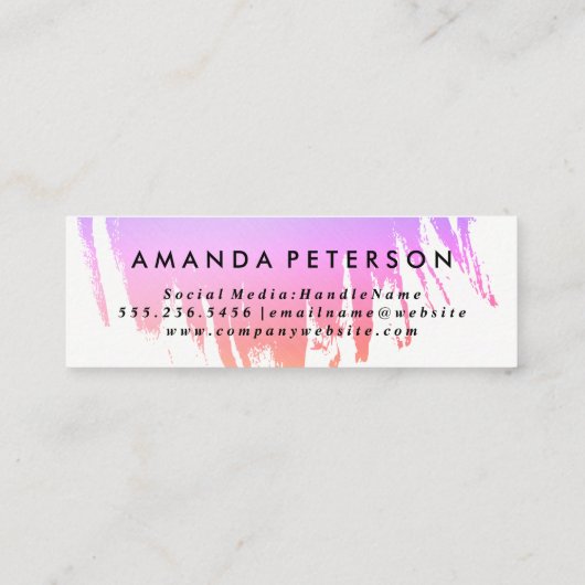 Moderner Schriftart mit farbgepinseltem Monogramm Mini Visitenkarte (Rückseite)