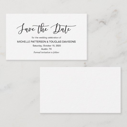 Moderner Schriftart mit schwarzem Minimalismus Hoc Begleitkarte (Vorne/Hinten)