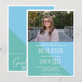 Moderner Schriftart Türkis Blue Abschluss Foto Einladung