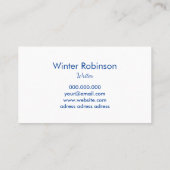 Moderner Schriftsteller holografisch blau grün Tür Visitenkarte (Rückseite)