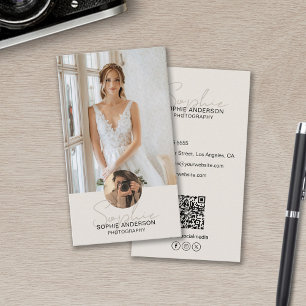 Moderner Schriftzug Fotograf Foto QR Social Media Visitenkarte