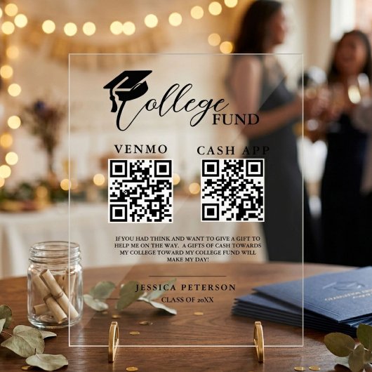 Moderner Schulabschluss Hochschul-Fonds QR-Code  Acrylschild