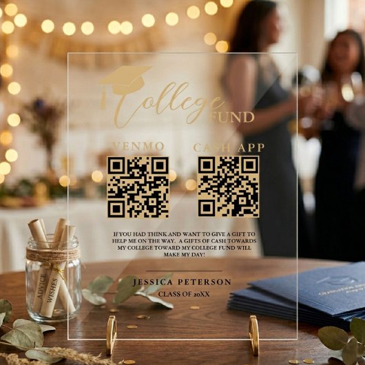 Moderner Schulabschluss Hochschulfonds QR-Code Acrylschild