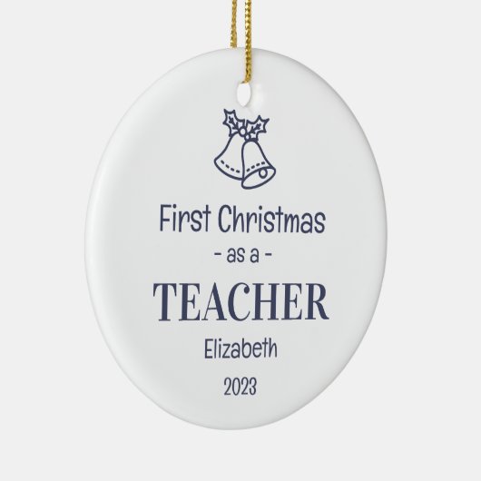 Moderner Schullehrer 1. Weihnachtsname Keramik Ornament (Rechts)