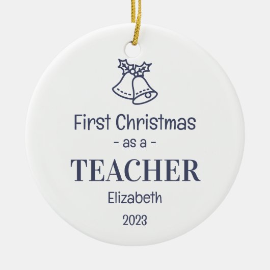 Moderner Schullehrer 1. Weihnachtsname Keramik Ornament (Vorne)