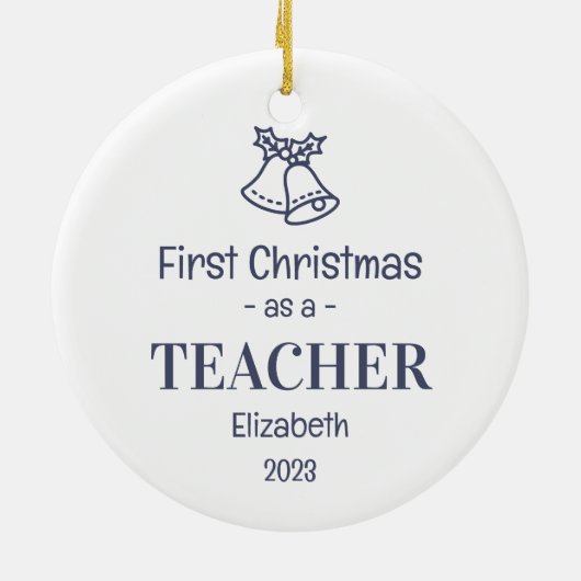 Moderner Schullehrer 1. Weihnachtsname Keramik Ornament (Hinten)