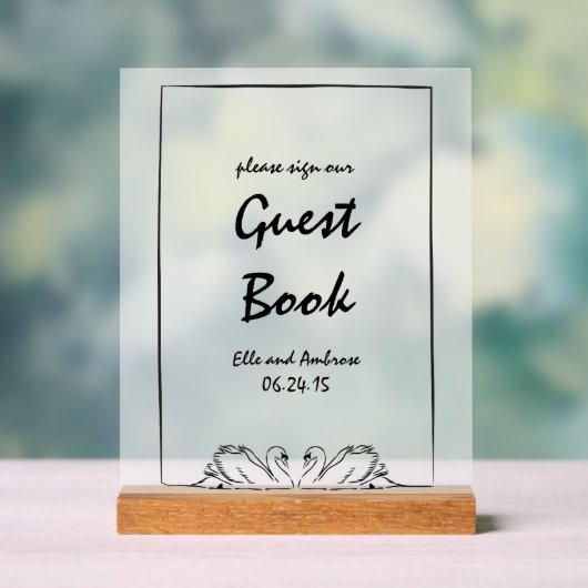 Moderner Schwan Chic Bitte unterschreiben Sie unse Acrylschild (Neutral)