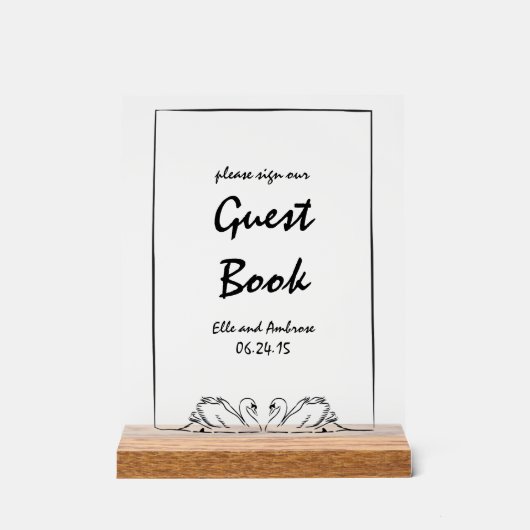 Moderner Schwan Chic Bitte unterschreiben Sie unse Acrylschild (Vorderseite)