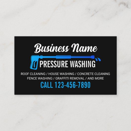 Moderner Schwarz-Blau-Druckwäscher Visitenkarte (Vorderseite)
