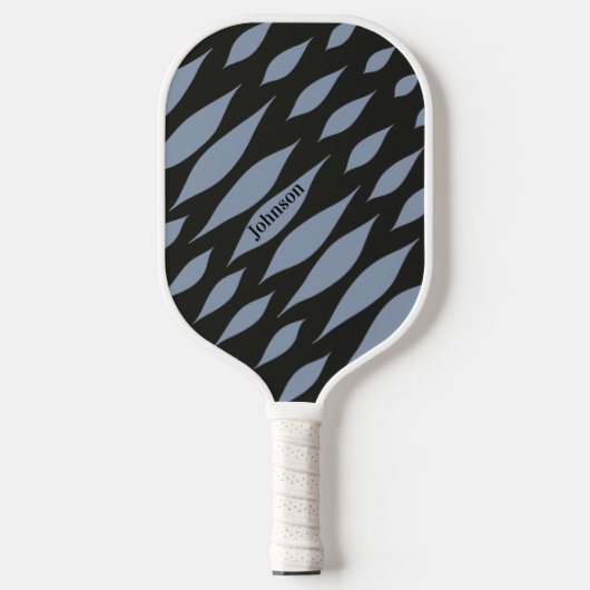 Moderner Schwarz-Blau-Muster-Individuelle Name Pickleball Schläger (Vorderseite)