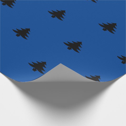 Moderner Schwarz-Blau Weihnachtsbaum Urlaub Geschenkpapier (Ecke)